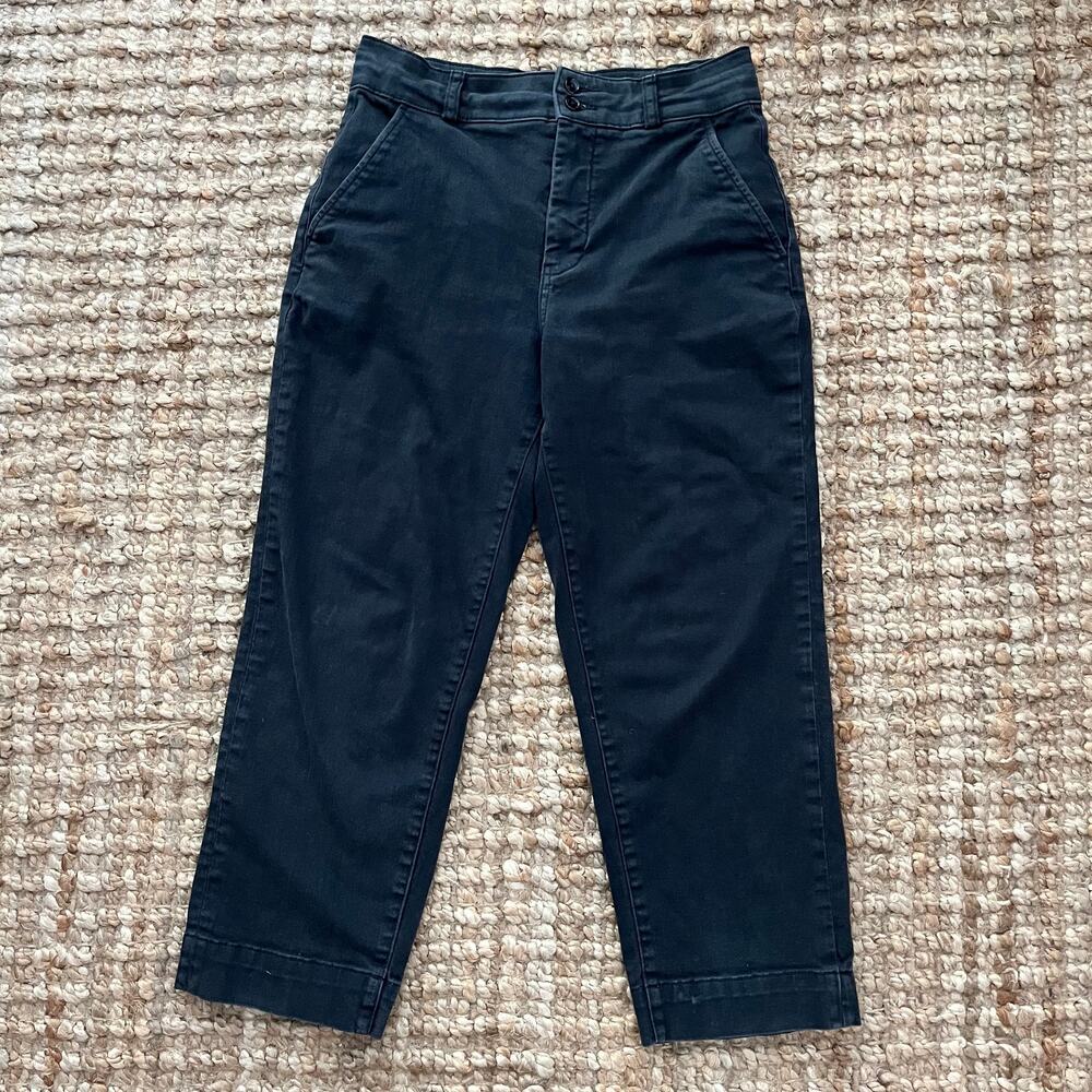 Everlane Organic Cotton Straight Leg Pants Black Size 6 High Rise Minimalist